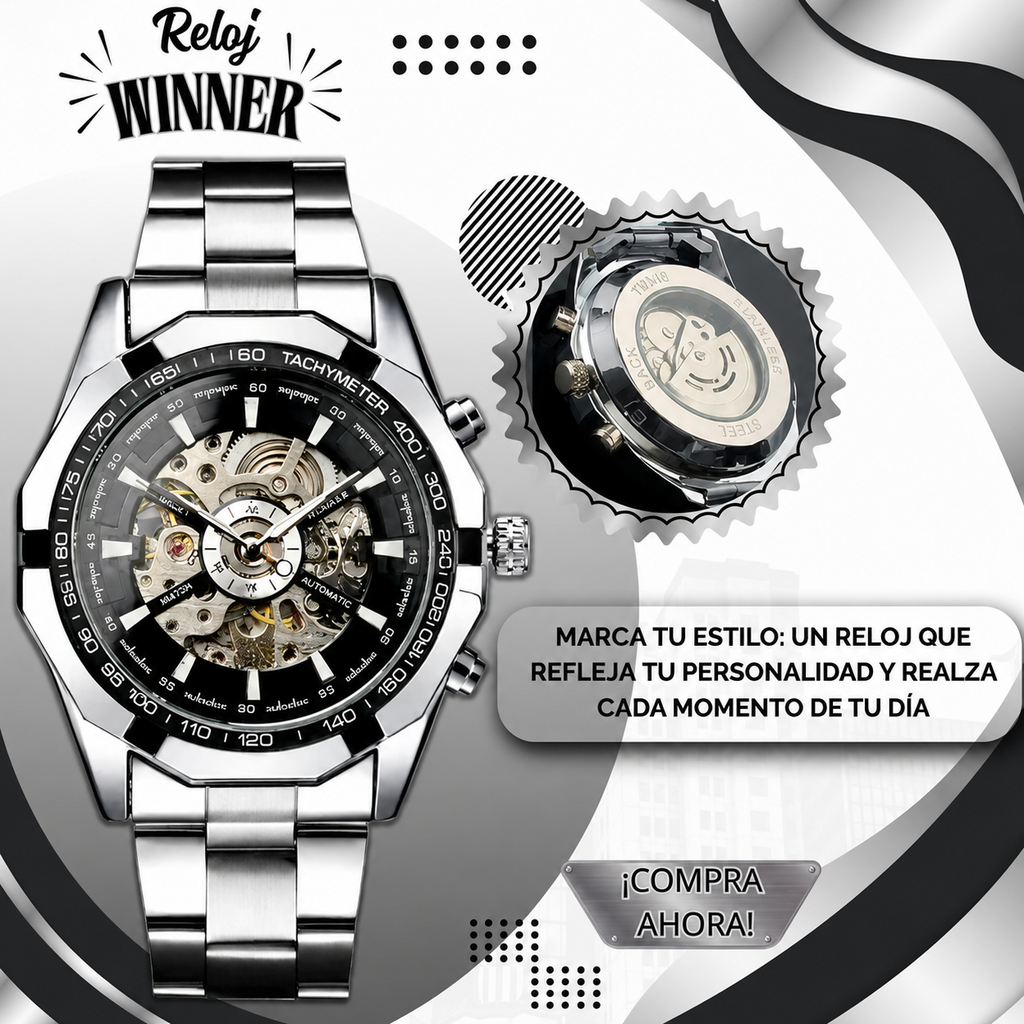 Reloj Automatico En Acero Winner 2027